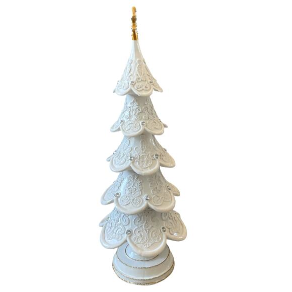 18in Snowy Gingerbread Lace Tree White Christmas Decor by Cupcakes & Cashmere - Picture 11 of 16